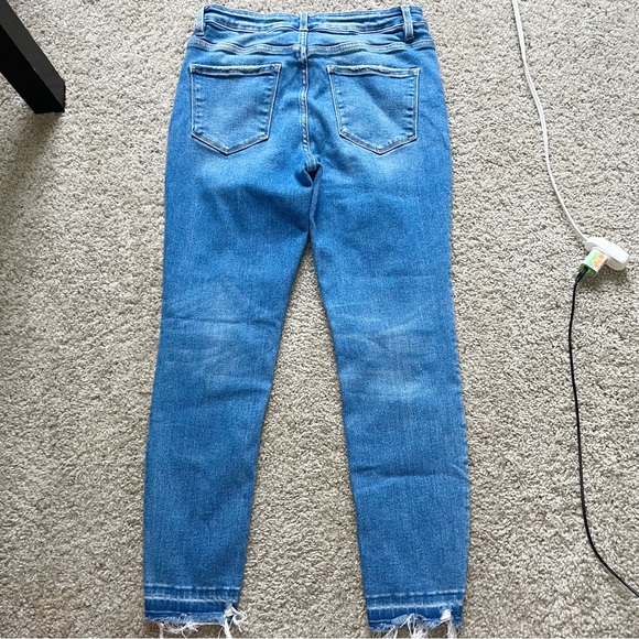 Vervet Blue High rise Distressed Button Fly Medium Wash Skinny Jeans - Picture 7 of 8